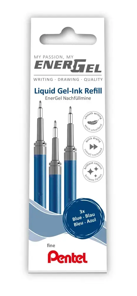 Refill Pentel 3 stk Energel 0,5mm sort