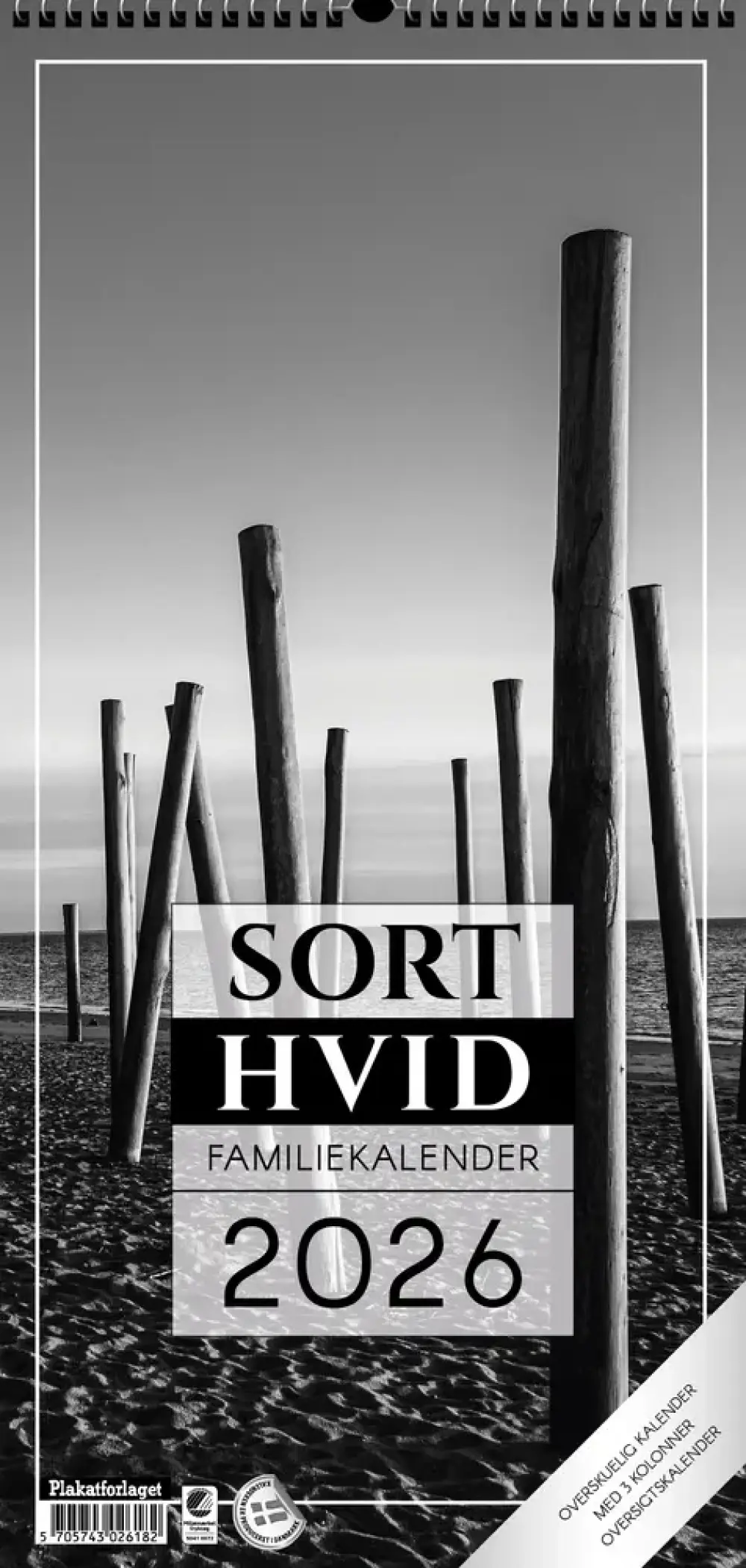 Familiekalender Året Rundt Sort/Hvid Foto 2026