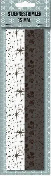 STJERNESTRIMLER HVID/BRUN M/BRUN FOIL 15 MM 20 STK