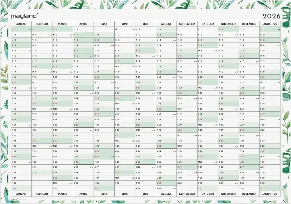 Kæmpekalender 2026 whiteboard 13 mdr m/pen