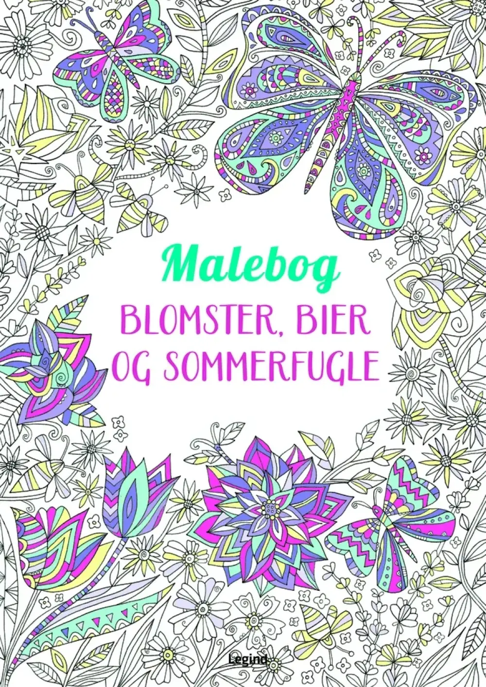 Malebog: Blomster, bier og sommerfugle