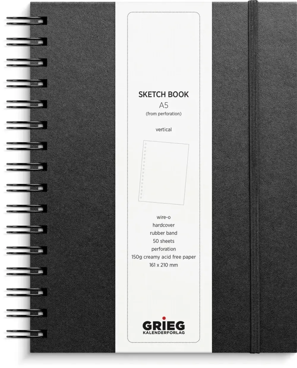 Skitseblok A5 sort 50 SIDER 150 G ULINJERET kunstskind