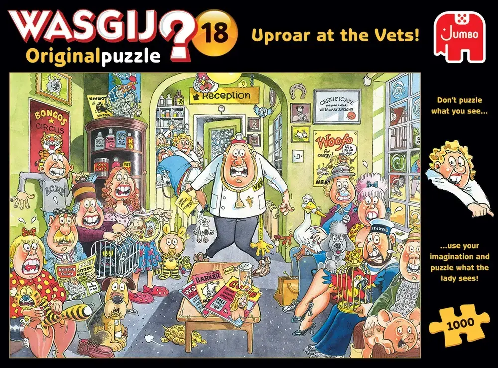 Puslespil Wasgij Original 18 Uproar at the Vets! 1000 briks