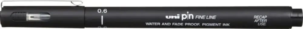 Drawingpen uni pin 200 sort 0,5 mm syrefri